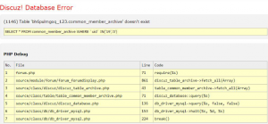 Discuz網(wǎng)站報錯提示：(1146) Table 'common_member_mrchive' doesn't exist最新的有效解決方法